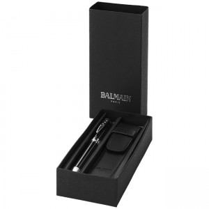 Corporate Gift - Balmain Valence Ballpoint Pen with PU Pouch (Packaging Open)